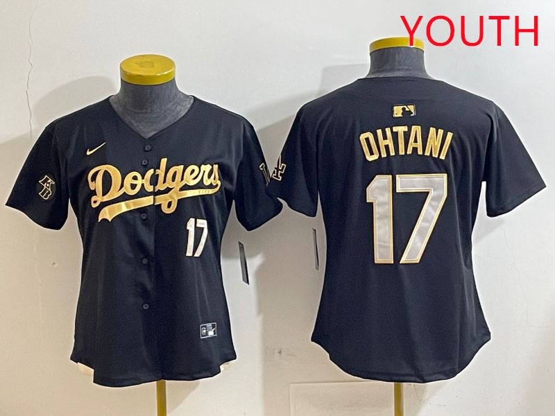 Youth Los Angeles Dodgers #17 Ohtani Black Gold Nike 2025 MLB Jersey style 4282